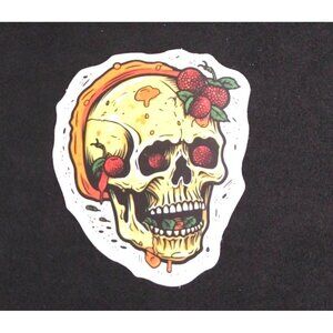 10/$10 Skull & Red Berries With Leaves Sticker 2 1/8" x 1.75"